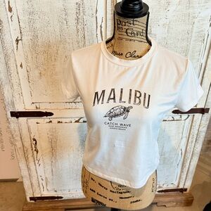 SHEIN White Graphic Crop Tee Cap Sleeve